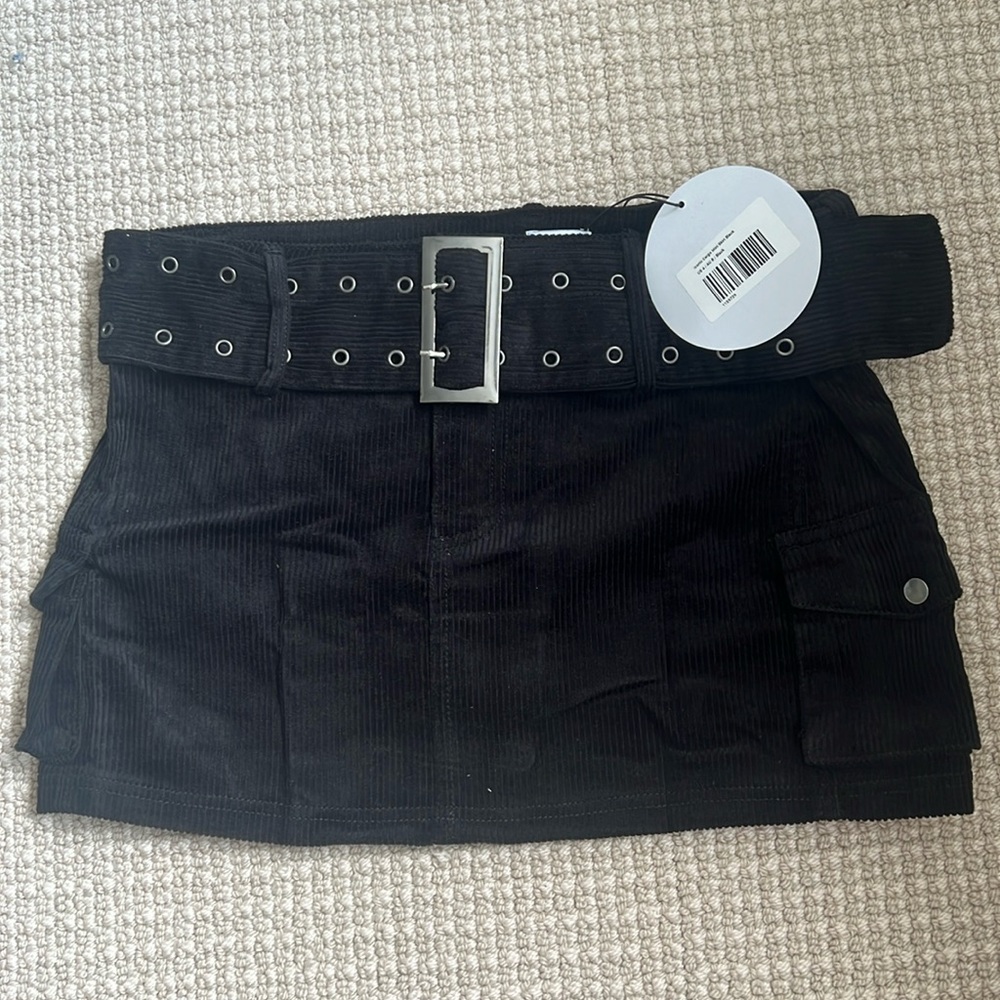 NWT princess polly black mini skirt with belt
